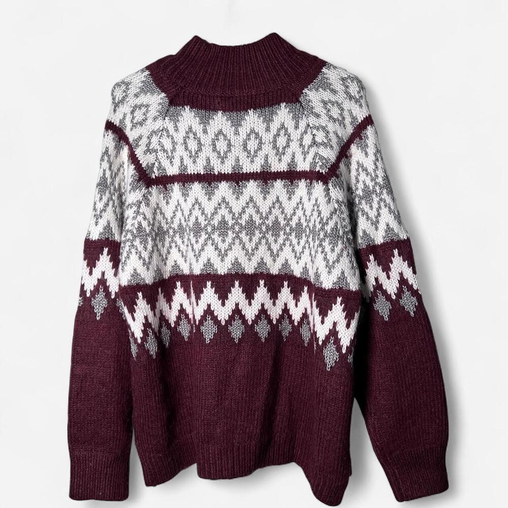 Lucky Brand - Women's Fair Isle Mock Neck Sweater - Size Large